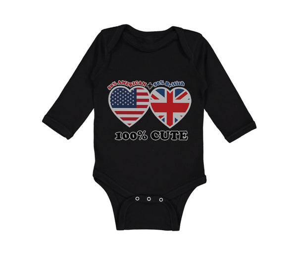 Long Sleeve Bodysuit Baby 50% British + 50% American = 100% Cute Cotton - Cute Rascals