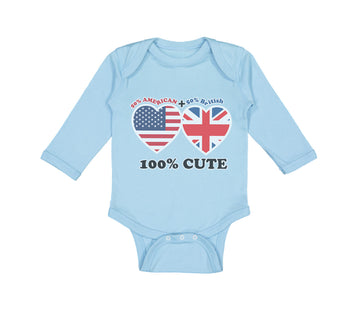 Long Sleeve Bodysuit Baby 50% British + 50% American = 100% Cute Cotton