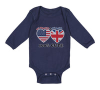 Long Sleeve Bodysuit Baby 50% British + 50% American = 100% Cute Cotton - Cute Rascals