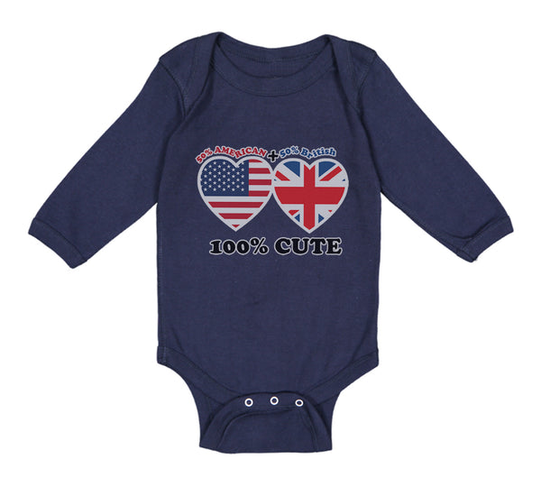 Long Sleeve Bodysuit Baby 50% British + 50% American = 100% Cute Cotton - Cute Rascals