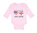 Long Sleeve Bodysuit Baby 50% British + 50% American = 100% Cute Cotton