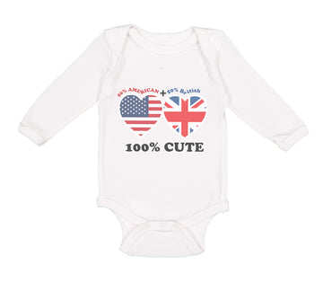 Long Sleeve Bodysuit Baby 50% British + 50% American = 100% Cute Cotton