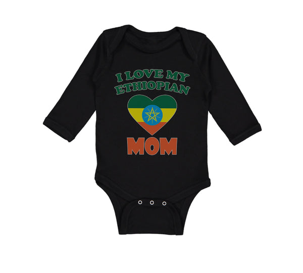 Long Sleeve Bodysuit Baby I Love My Ethiopian Mom Boy & Girl Clothes Cotton