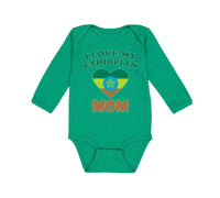 Long Sleeve Bodysuit Baby I Love My Ethiopian Mom Boy & Girl Clothes Cotton