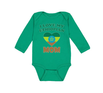 Long Sleeve Bodysuit Baby I Love My Ethiopian Mom Boy & Girl Clothes Cotton