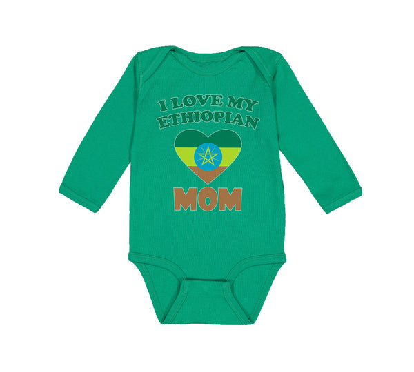 Long Sleeve Bodysuit Baby I Love My Ethiopian Mom Boy & Girl Clothes Cotton