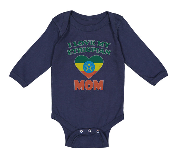 Long Sleeve Bodysuit Baby I Love My Ethiopian Mom Boy & Girl Clothes Cotton
