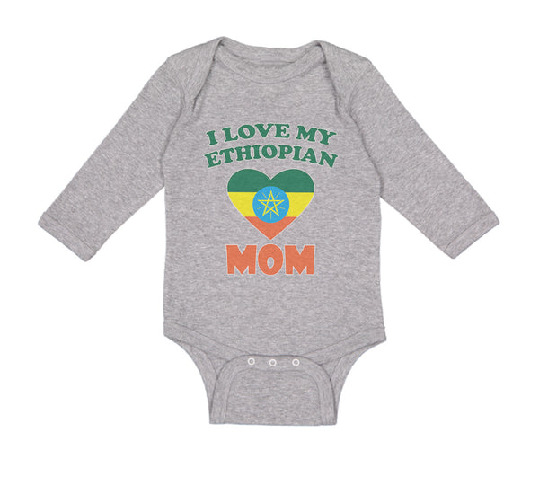 Long Sleeve Bodysuit Baby I Love My Ethiopian Mom Boy & Girl Clothes Cotton