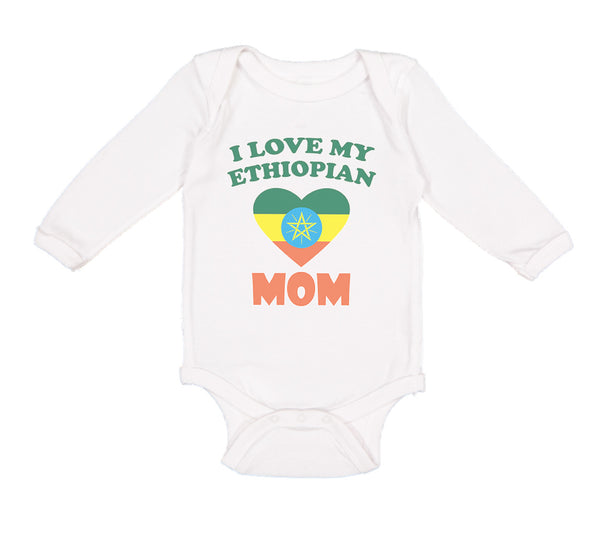 Long Sleeve Bodysuit Baby I Love My Ethiopian Mom Boy & Girl Clothes Cotton