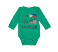 Long Sleeve Bodysuit Baby 50% Philippines + 50% American = 100% Awesome Cotton