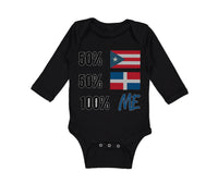 Long Sleeve Bodysuit Baby 50% Puerto Rican 50% Dominican = 100% Me Cotton - Cute Rascals