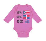 Long Sleeve Bodysuit Baby 50% Puerto Rican 50% Dominican = 100% Me Cotton - Cute Rascals