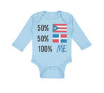 Long Sleeve Bodysuit Baby 50% Puerto Rican 50% Dominican = 100% Me Cotton - Cute Rascals