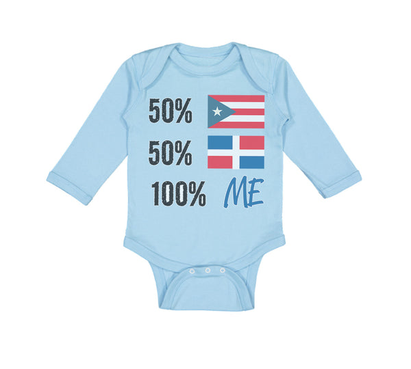 Long Sleeve Bodysuit Baby 50% Puerto Rican 50% Dominican = 100% Me Cotton - Cute Rascals