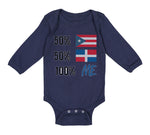 Long Sleeve Bodysuit Baby 50% Puerto Rican 50% Dominican = 100% Me Cotton - Cute Rascals