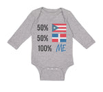 Long Sleeve Bodysuit Baby 50% Puerto Rican 50% Dominican = 100% Me Cotton - Cute Rascals