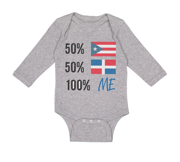 Long Sleeve Bodysuit Baby 50% Puerto Rican 50% Dominican = 100% Me Cotton - Cute Rascals