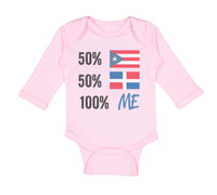 Long Sleeve Bodysuit Baby 50% Puerto Rican 50% Dominican = 100% Me Cotton - Cute Rascals