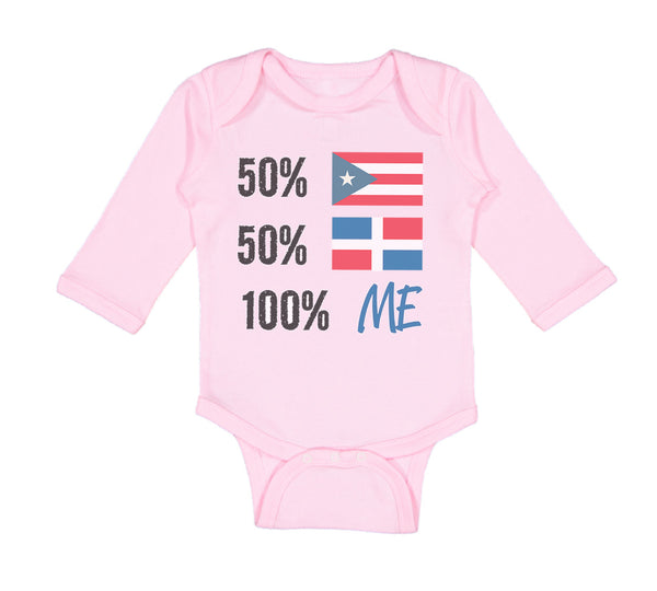 Long Sleeve Bodysuit Baby 50% Puerto Rican 50% Dominican = 100% Me Cotton - Cute Rascals