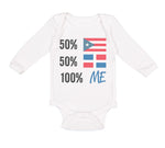 Long Sleeve Bodysuit Baby 50% Puerto Rican 50% Dominican = 100% Me Cotton - Cute Rascals