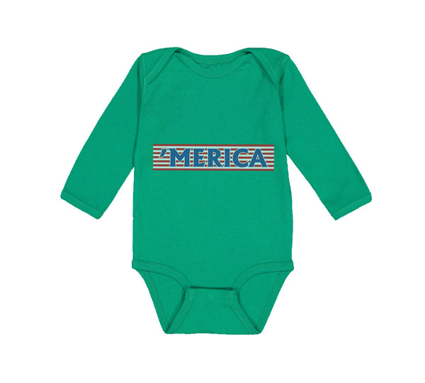 Long Sleeve Bodysuit Baby Merica Forth of July Boy & Girl Clothes Cotton