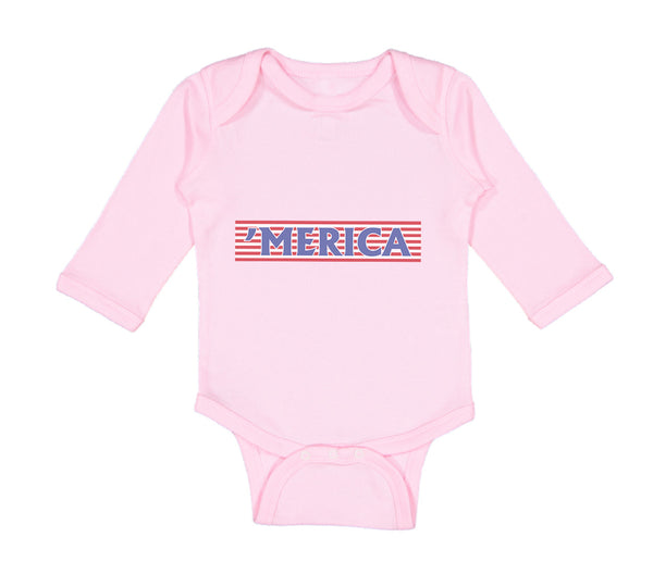 Long Sleeve Bodysuit Baby Merica Forth of July Boy & Girl Clothes Cotton