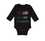 Long Sleeve Bodysuit Baby 50% Brazilian 50% American = 100% Awesome Cotton - Cute Rascals