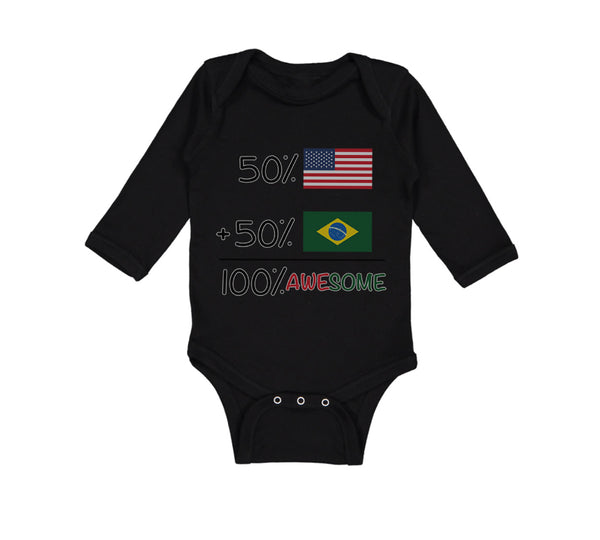 Long Sleeve Bodysuit Baby 50% Brazilian 50% American = 100% Awesome Cotton - Cute Rascals