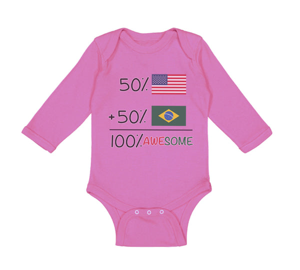 Long Sleeve Bodysuit Baby 50% Brazilian 50% American = 100% Awesome Cotton - Cute Rascals