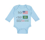 Long Sleeve Bodysuit Baby 50% Brazilian 50% American = 100% Awesome Cotton - Cute Rascals