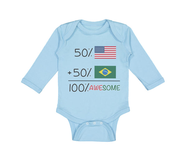 Long Sleeve Bodysuit Baby 50% Brazilian 50% American = 100% Awesome Cotton - Cute Rascals