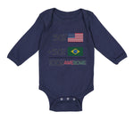 Long Sleeve Bodysuit Baby 50% Brazilian 50% American = 100% Awesome Cotton - Cute Rascals