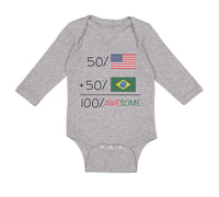 Long Sleeve Bodysuit Baby 50% Brazilian 50% American = 100% Awesome Cotton - Cute Rascals