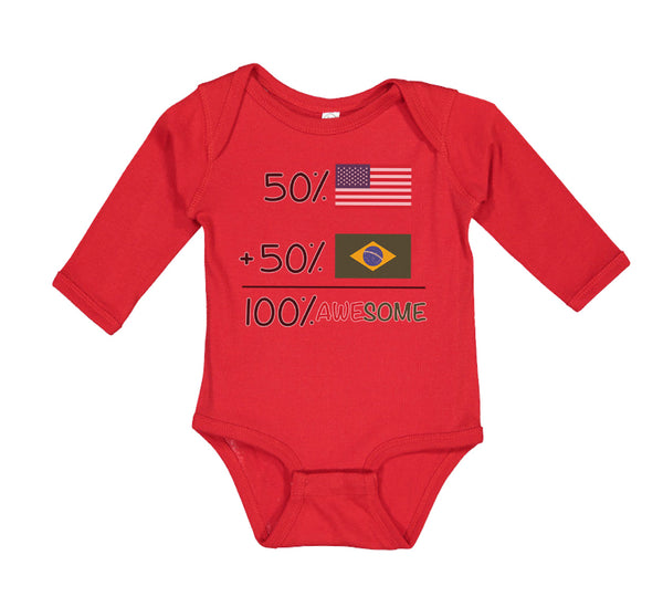 Long Sleeve Bodysuit Baby 50% Brazilian 50% American = 100% Awesome Cotton - Cute Rascals