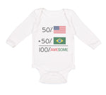 Long Sleeve Bodysuit Baby 50% Brazilian 50% American = 100% Awesome Cotton - Cute Rascals