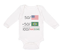 Long Sleeve Bodysuit Baby 50% Brazilian 50% American = 100% Awesome Cotton - Cute Rascals