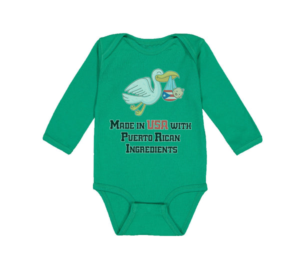 Long Sleeve Bodysuit Baby Made in The Usa with Puerto Rican Ingredients Cotton