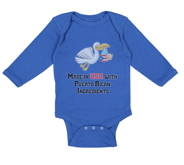 Long Sleeve Bodysuit Baby Made in The Usa with Puerto Rican Ingredients Cotton