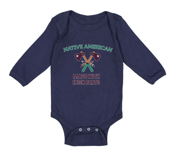 Long Sleeve Bodysuit Baby Native American Made with Irish Parts Cotton