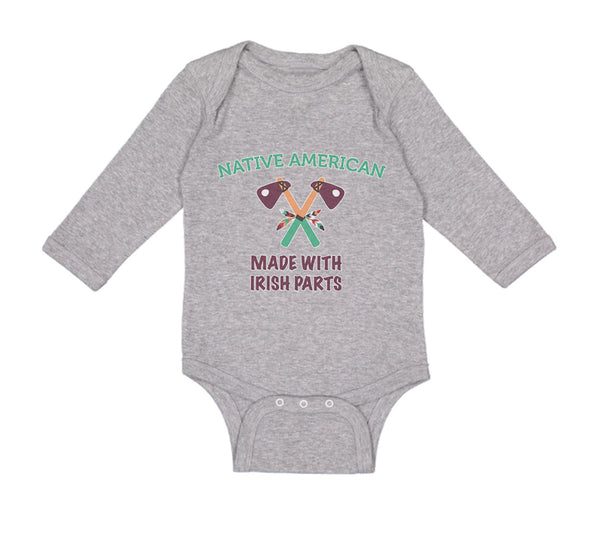 Long Sleeve Bodysuit Baby Native American Made with Irish Parts Cotton