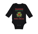 Long Sleeve Bodysuit Baby Warning Irish Temper - Italian Attitude Cotton