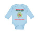 Long Sleeve Bodysuit Baby Warning Irish Temper - Italian Attitude Cotton