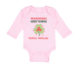Long Sleeve Bodysuit Baby Warning Irish Temper - Italian Attitude Cotton