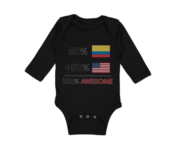 Long Sleeve Bodysuit Baby 50% Colombian 50% American = 100% Awesome Cotton - Cute Rascals