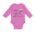 Long Sleeve Bodysuit Baby 50% Colombian 50% American = 100% Awesome Cotton