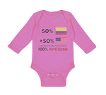Long Sleeve Bodysuit Baby 50% Colombian 50% American = 100% Awesome Cotton - Cute Rascals