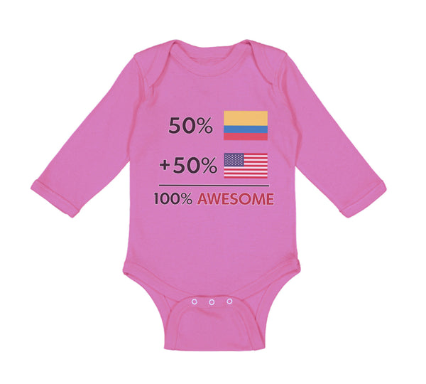 Long Sleeve Bodysuit Baby 50% Colombian 50% American = 100% Awesome Cotton - Cute Rascals