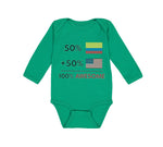 Long Sleeve Bodysuit Baby 50% Colombian 50% American = 100% Awesome Cotton - Cute Rascals