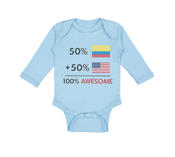 Long Sleeve Bodysuit Baby 50% Colombian 50% American = 100% Awesome Cotton
