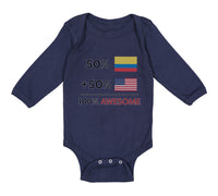 Long Sleeve Bodysuit Baby 50% Colombian 50% American = 100% Awesome Cotton - Cute Rascals